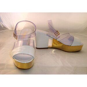 Chanel White Runway Platform Sandals Size 38.5 - New In Box